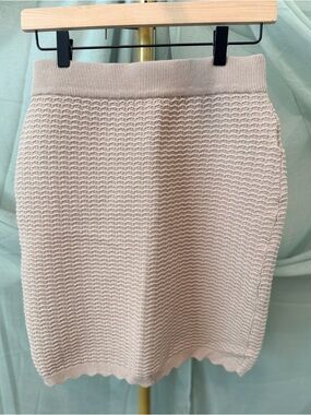 Rachel Zoe Textured Beige Pencil Skirt